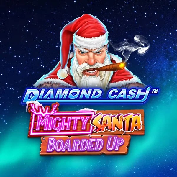 Official Slots logo: Diamond Cash Mighty Santa Boarded Up by Greentube at WinRolla Casino